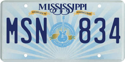 MS license plate MSN834