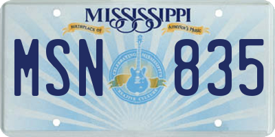 MS license plate MSN835