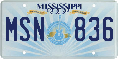 MS license plate MSN836
