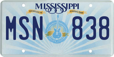 MS license plate MSN838