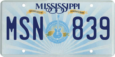 MS license plate MSN839