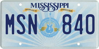 MS license plate MSN840