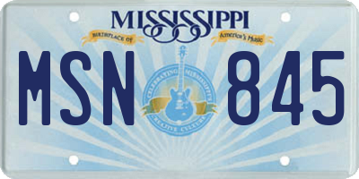 MS license plate MSN845