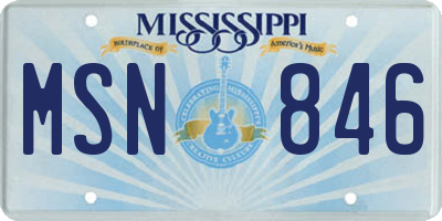 MS license plate MSN846