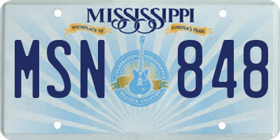 MS license plate MSN848