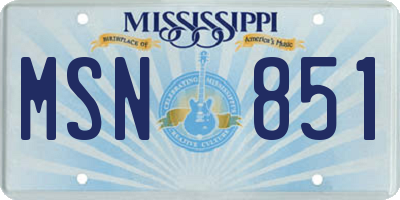 MS license plate MSN851