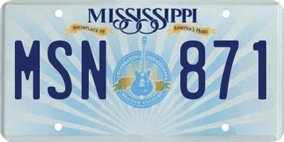 MS license plate MSN871