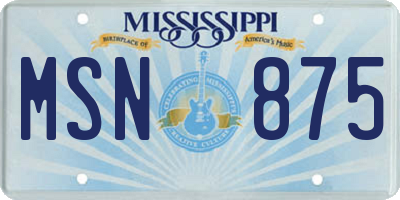MS license plate MSN875
