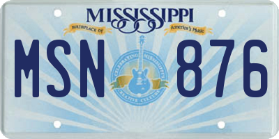MS license plate MSN876