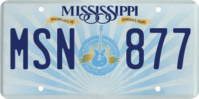 MS license plate MSN877