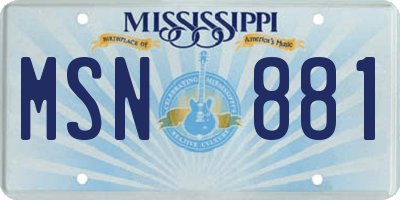MS license plate MSN881