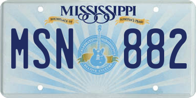 MS license plate MSN882