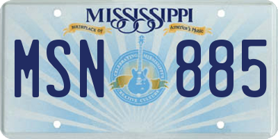 MS license plate MSN885
