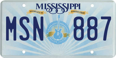 MS license plate MSN887