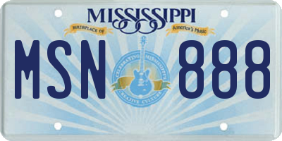 MS license plate MSN888