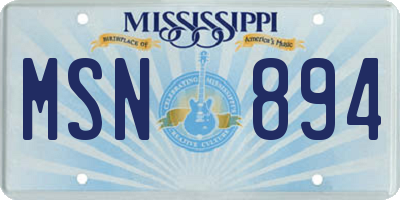 MS license plate MSN894