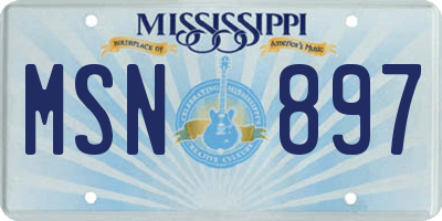 MS license plate MSN897