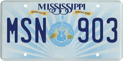 MS license plate MSN903