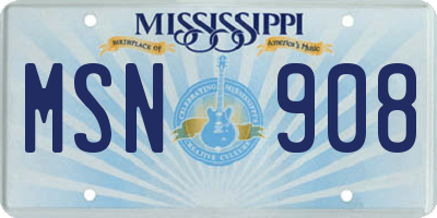 MS license plate MSN908