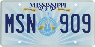 MS license plate MSN909