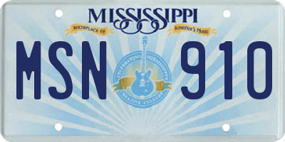 MS license plate MSN910