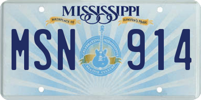 MS license plate MSN914
