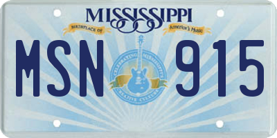 MS license plate MSN915