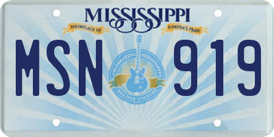 MS license plate MSN919