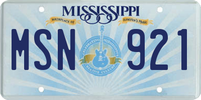 MS license plate MSN921