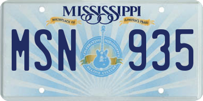 MS license plate MSN935