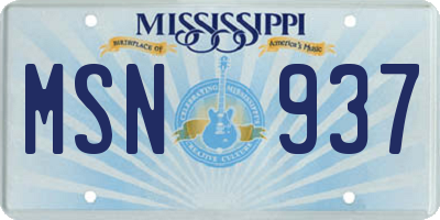 MS license plate MSN937
