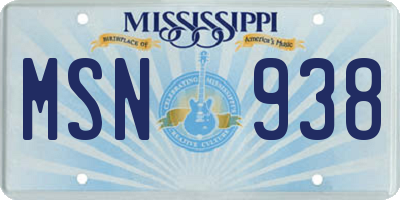 MS license plate MSN938