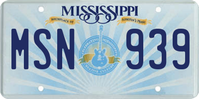 MS license plate MSN939