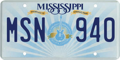 MS license plate MSN940