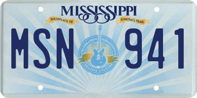 MS license plate MSN941