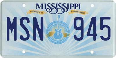 MS license plate MSN945