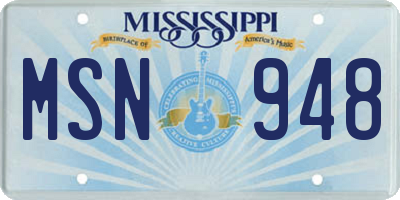 MS license plate MSN948