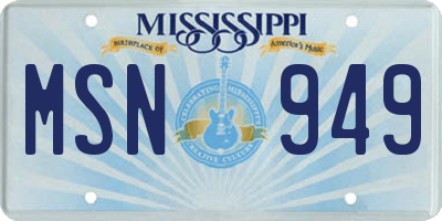 MS license plate MSN949