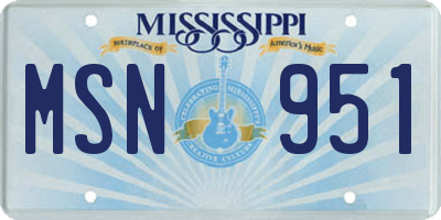 MS license plate MSN951