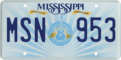 MS license plate MSN953