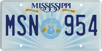 MS license plate MSN954