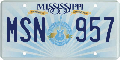 MS license plate MSN957