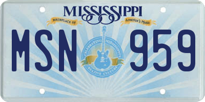 MS license plate MSN959