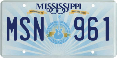 MS license plate MSN961