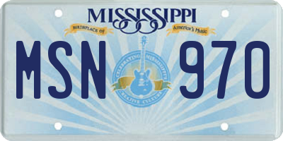 MS license plate MSN970