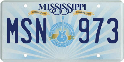 MS license plate MSN973
