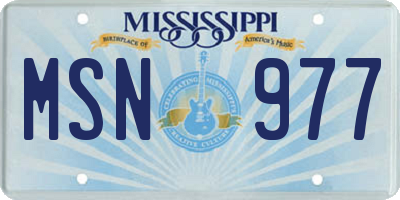 MS license plate MSN977