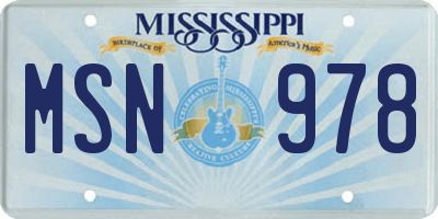 MS license plate MSN978