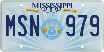 MS license plate MSN979