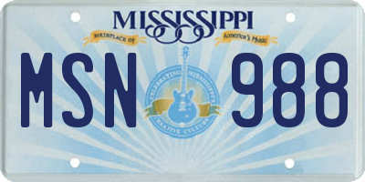 MS license plate MSN988
